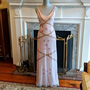 Victor Costa Pink and Gold Maxi Dress